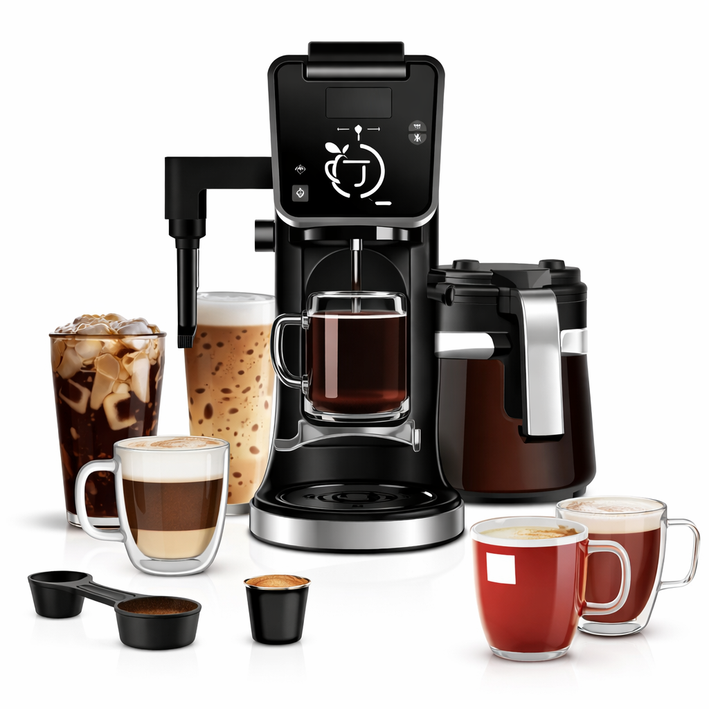 Cafeteira Inteligente 3 em 1 BIVOLT: Cápsulas, Pó e Espumador de Leite Integrado + Brindes